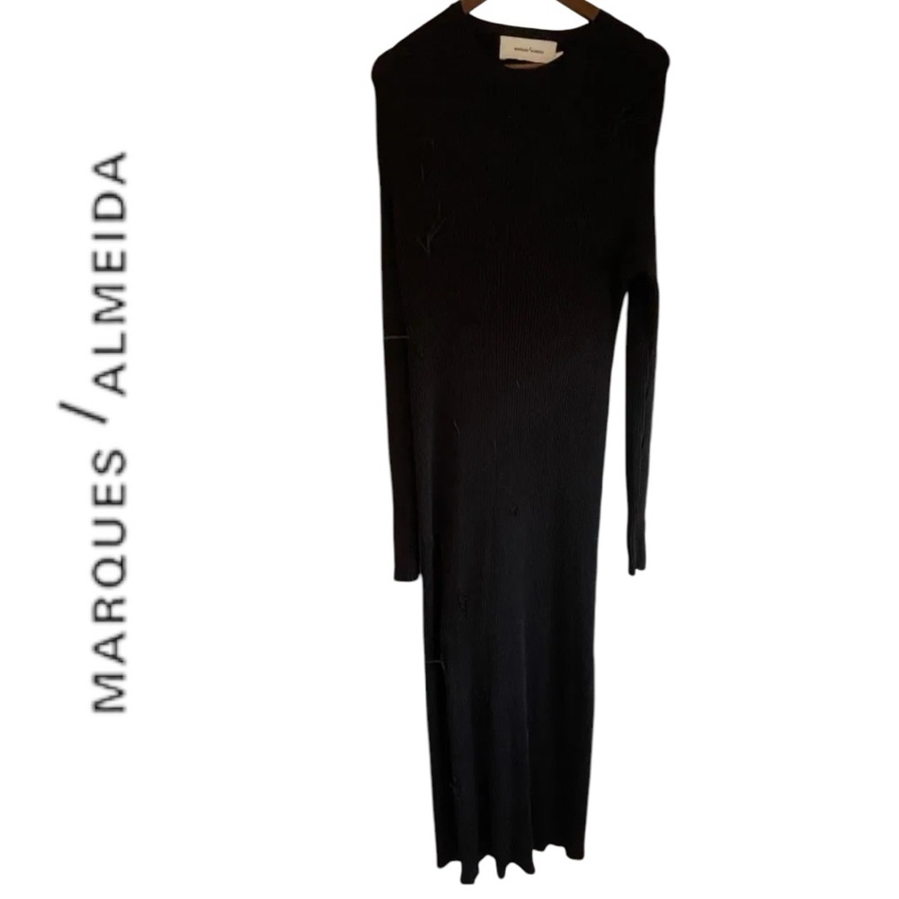 Marques Almeida Women’s Black Merino Knit Dress - Size XL
